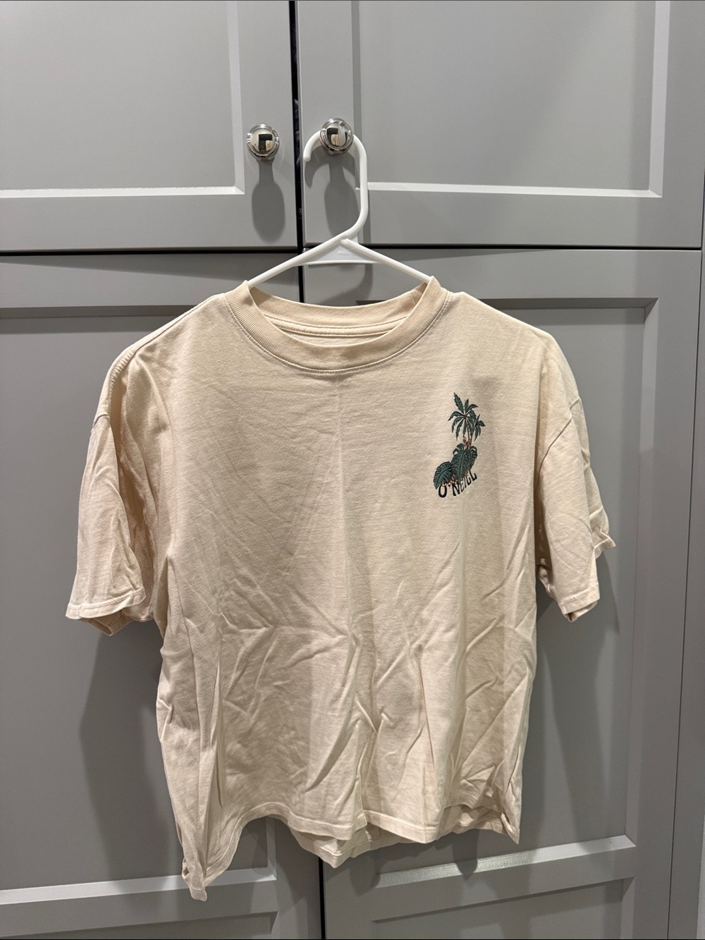 O'Neill Cream Short Sleeve Tee with Palm Graphic